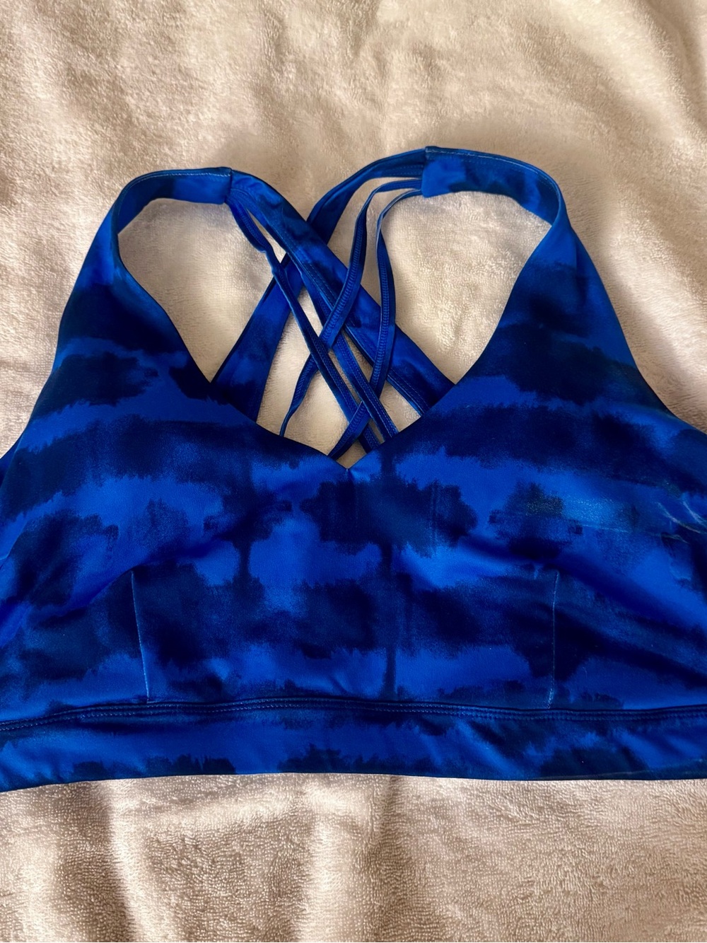 Ideology Blue Tie-Dye Strappy Sports Bra